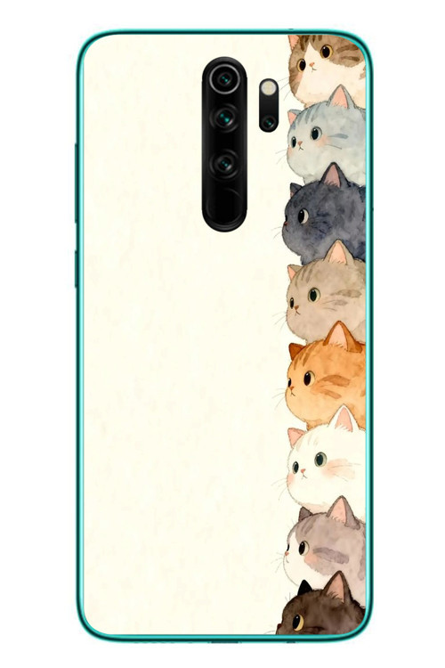 Redmi Note 8 Pro Uyumlu Sıralı Kediler Baskılı Silikon Kılıf