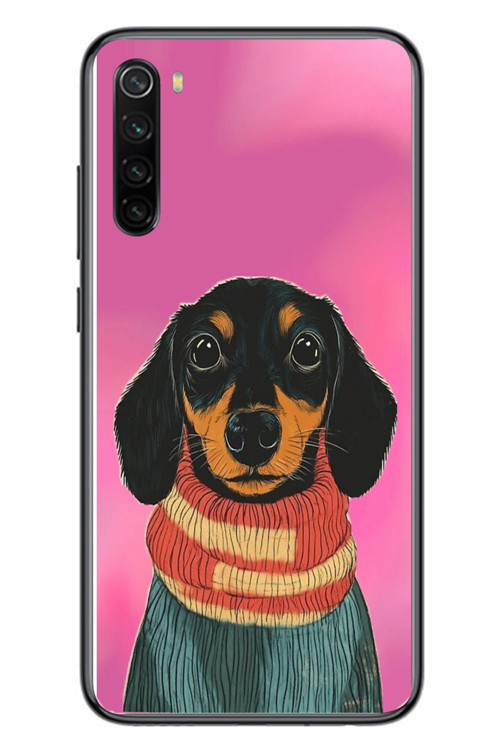 Redmi Note 8 Uyumlu Sevimli Siyah Köpek Baskılı Silikon Kılıf