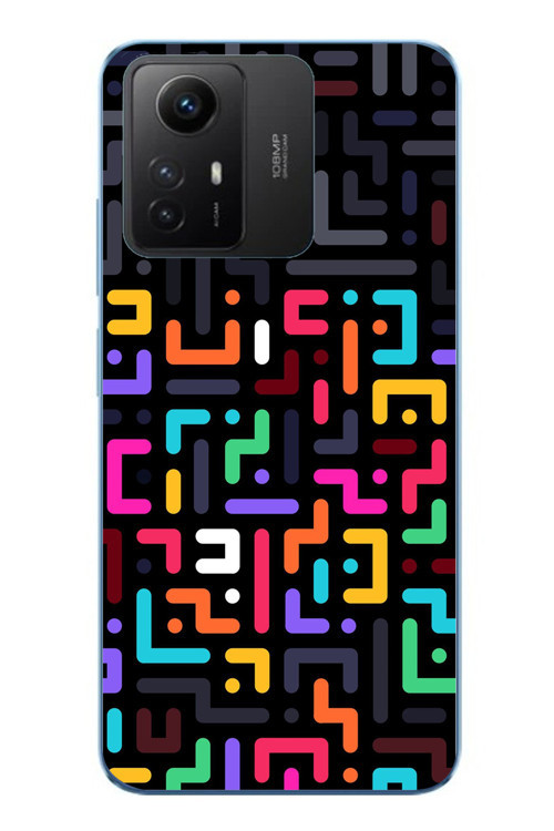 Redmi Note 12S Uyumlu Renkli Karışık Çizgiler Baskılı Silikon Kılıf