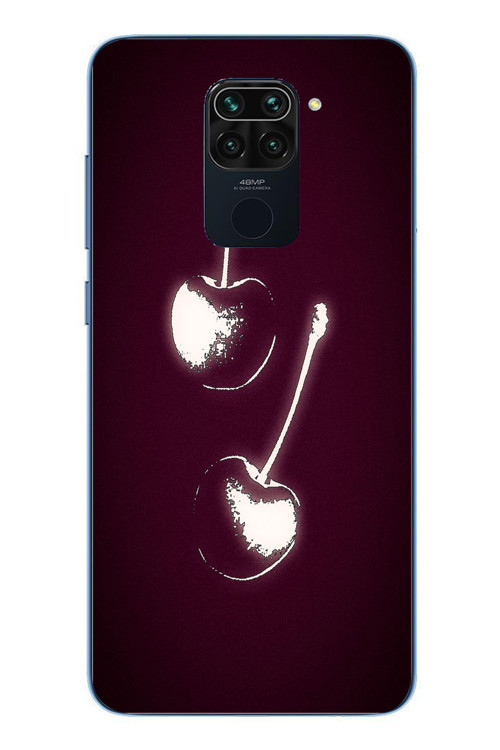 Redmi Note 9 Uyumlu İki Kiraz Baskılı Silikon Kılıf