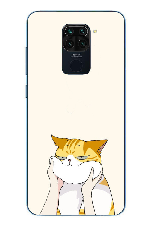 Redmi Note 9 Uyumlu Sarı Kedi Yanakları Baskılı Silikon Kılıf