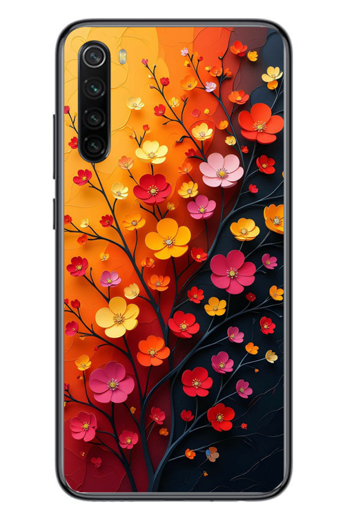 Redmi Note 8 Uyumlu Sonbahar Çiçekleri Baskılı Silikon Kılıf