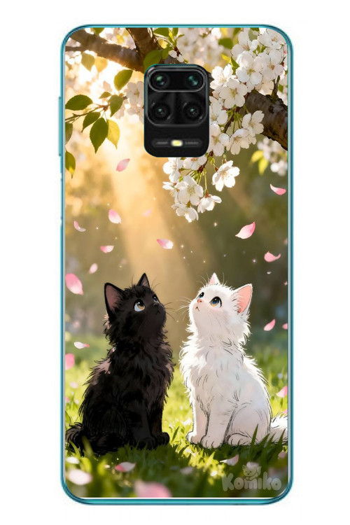 Redmi Note 9s Uyumlu İlkbahar Kedileri Baskılı Silikon Kılıf