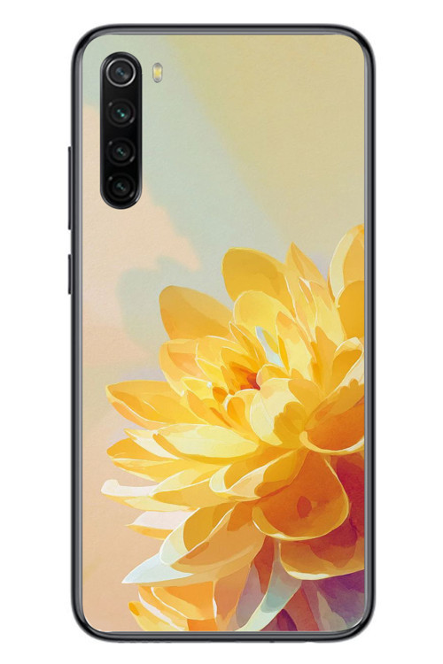 Redmi Note 8 Uyumlu Sarı Çiçek Baskılı Silikon Kılıf