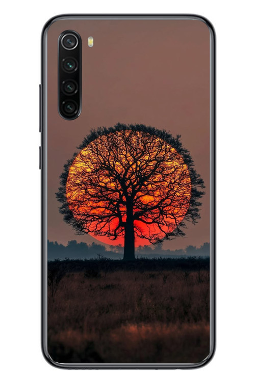 Redmi Note 8 Uyumlu Güneşe Denk Gelen Ağaç Baskılı Silikon Kılıf