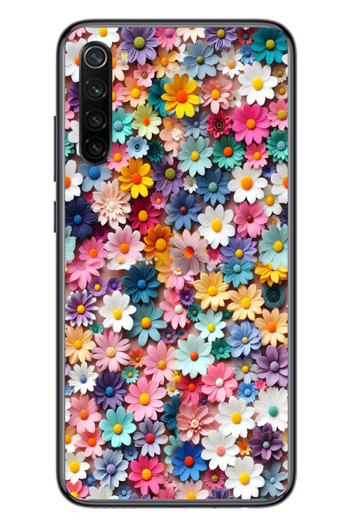 Redmi Note 8 Uyumlu Pastel Çiçekler Baskılı Silikon Kılıf