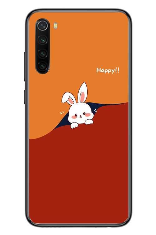 Redmi Note 8 Uyumlu Mutlu Tavşan Baskılı Silikon Kılıf