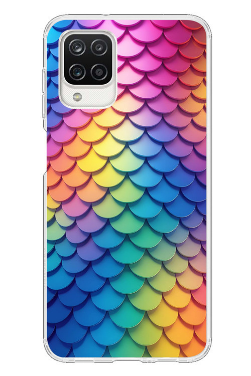 Samsung Galaxy A12 Uyumlu Gökkuşağı Renkleri Baskılı Silikon Kılıf