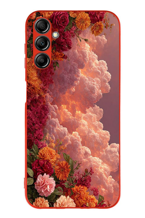 Samsung Galaxy A14 Uyumlu Güller ve Bulutlar Baskılı Silikon Kılıf