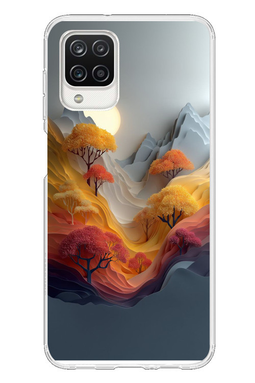 Samsung Galaxy A12 Uyumlu Renk Dalgalı Manzara Baskılı Silikon Kılıf