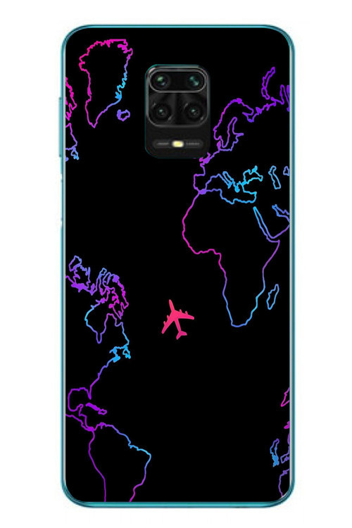 Redmi Note 9s Uyumlu Dünya Uçuşu Baskılı Silikon Kılıf