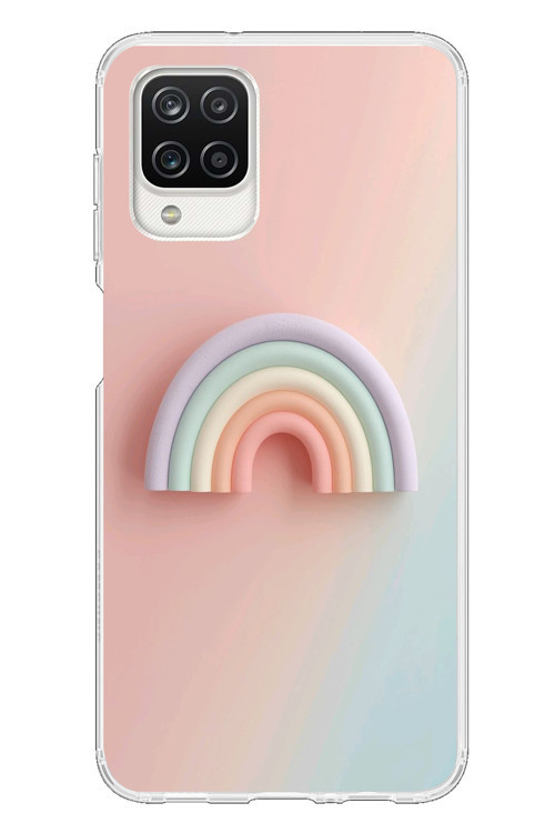 Samsung Galaxy A12 Uyumlu Gökkuşağı Pastel Baskılı Silikon Kılıf