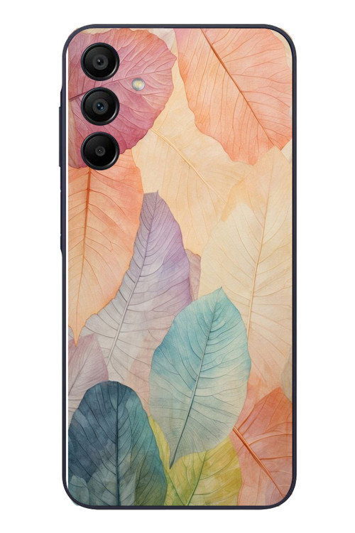 Samsung Galaxy A15 Uyumlu Hafif Yapraklar Baskılı Silikon Kılıf