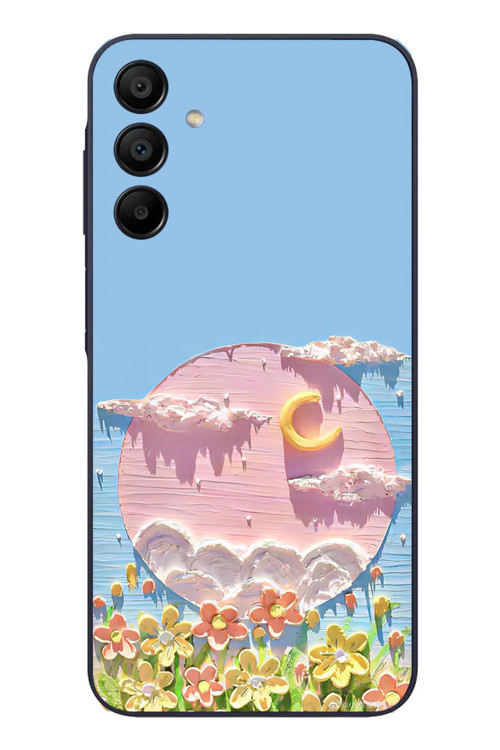 Samsung Galaxy A15 Uyumlu Çiçekli Ay Baskılı Silikon Kılıf