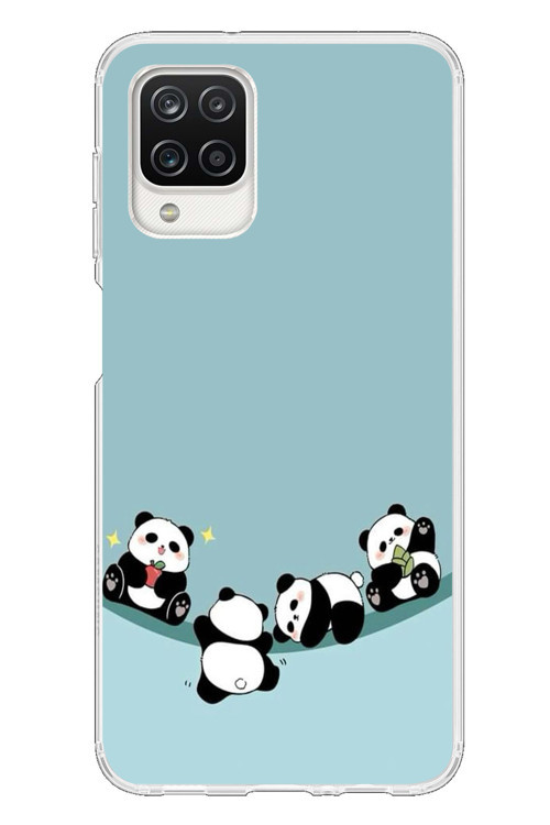 Samsung Galaxy A12 Uyumlu Panda Ailesi Baskılı Silikon Kılıf