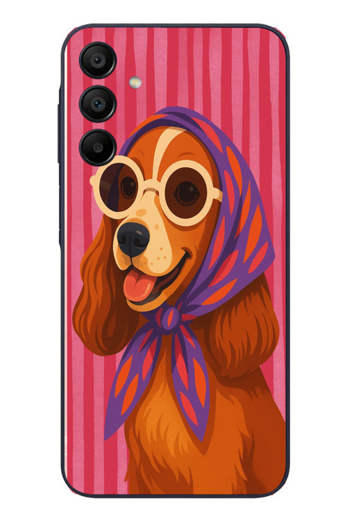Samsung Galaxy A15 Uyumlu Gözlüklü Köpek Baskılı Silikon Kılıf