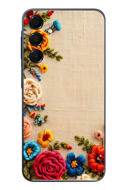 Samsung Galaxy A16 Uyumlu İşlemeli İğne Oyası Baskılı Silikon Kılıf