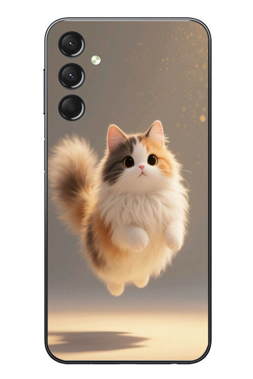 Samsung Galaxy A24 Uyumlu Zıplayan Kedi Baskılı Silikon Kılıf