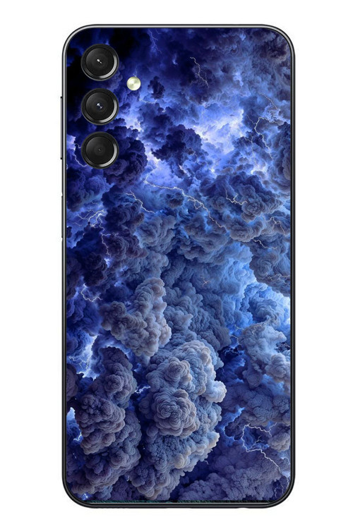 Samsung Galaxy A24 Uyumlu Mor Bulutlar Baskılı Silikon Kılıf