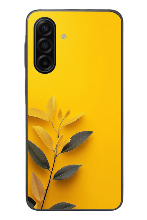 Samsung Galaxy A17 Uyumlu Sarı Siyah Çiçekler Baskılı Silikon Kılıf