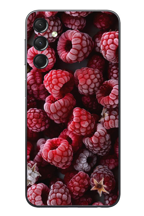 Samsung Galaxy A24 Uyumlu Ahududu Frambuaz Baskılı Silikon Kılıf