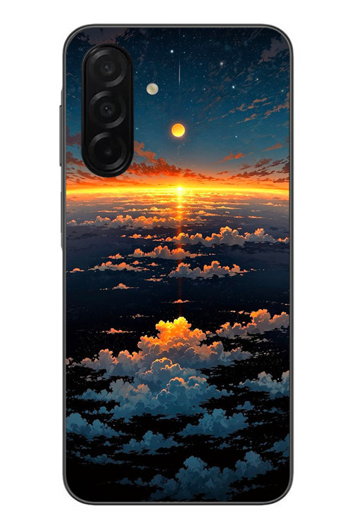Samsung Galaxy A26 Uyumlu Gün Batımı ve Ay Baskılı Silikon Kılıf