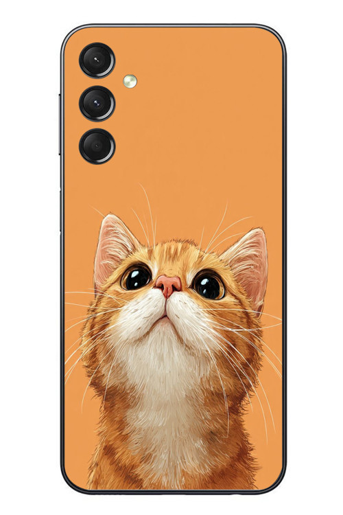 Samsung Galaxy A24 Uyumlu Masum Kedi Baskılı Silikon Kılıf