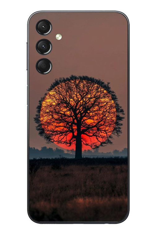 Samsung Galaxy A24 Uyumlu Güneşe Denk Gelen Ağaç Baskılı Silikon Kılıf