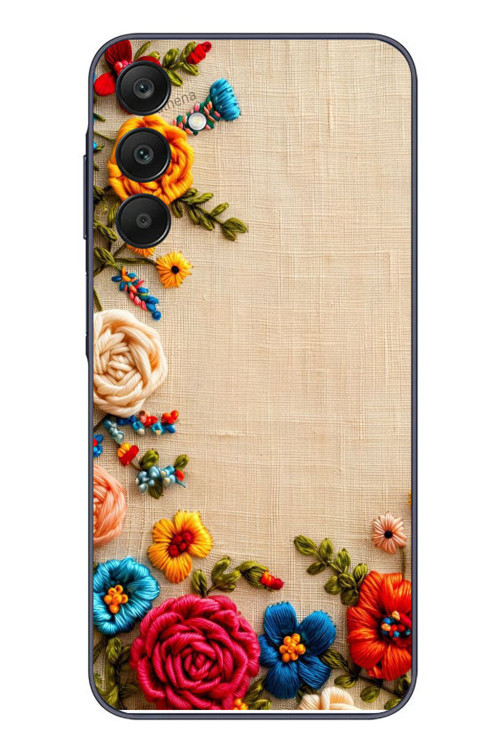 Samsung Galaxy A25 Uyumlu İşlemeli İğne Oyası Baskılı Silikon Kılıf