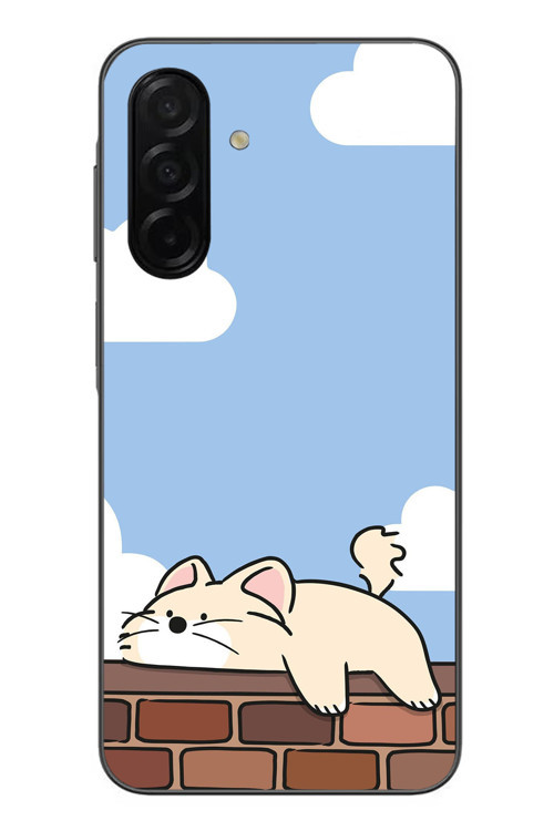 Samsung Galaxy A26 Uyumlu Duvar Üstünde Kedi Baskılı Silikon Kılıf