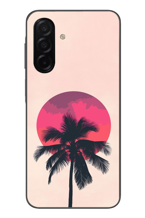 Samsung Galaxy A26 Uyumlu Palmiye Kırmızı Ay Baskılı Silikon Kılıf