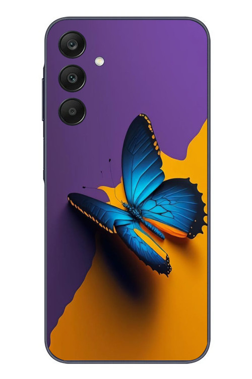 Samsung Galaxy A25 Uyumlu Mavi Kelebek Baskılı Silikon Kılıf