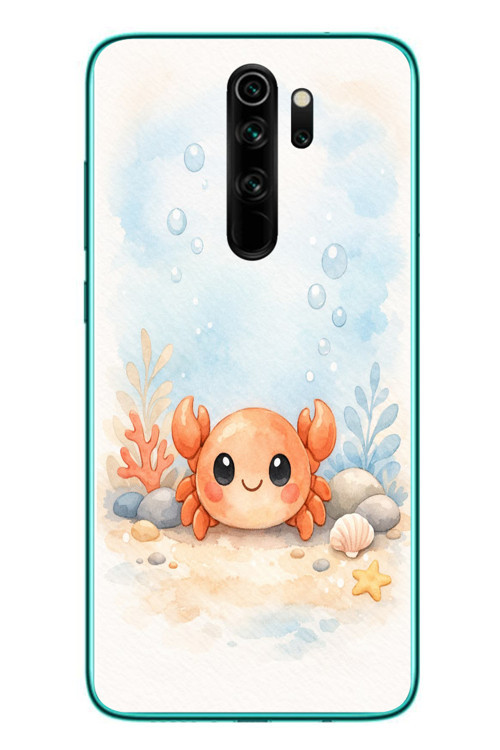 Redmi Note 8 Pro Uyumlu Sevimli Yengeç Baskılı Silikon Kılıf
