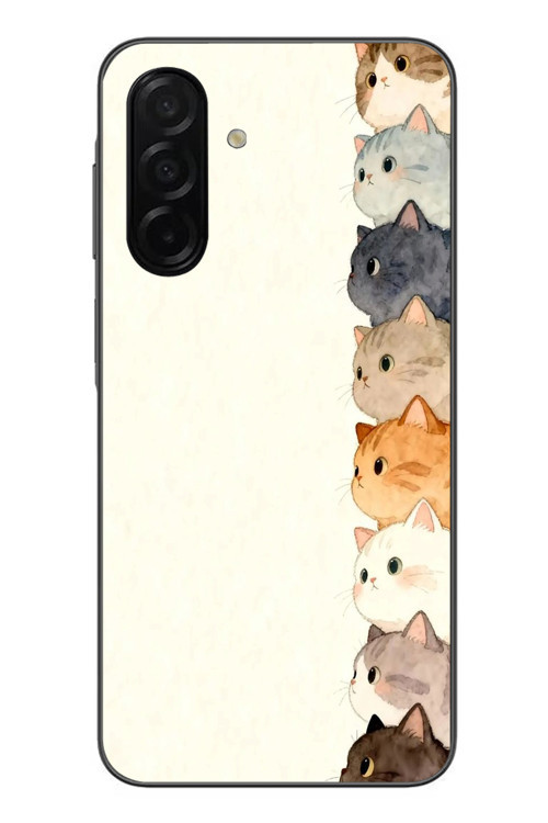 Samsung Galaxy A26 Uyumlu Sıralı Kediler Baskılı Silikon Kılıf