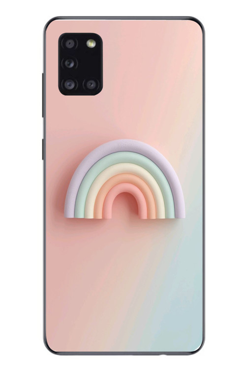 Samsung Galaxy A31 Uyumlu Gökkuşağı Pastel Baskılı Silikon Kılıf