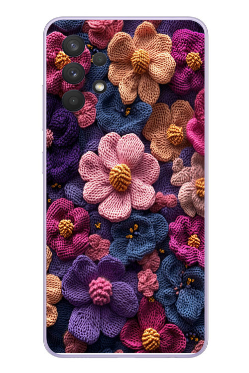 Samsung Galaxy A32 Uyumlu Çiçek Örgüsü Baskılı Silikon Kılıf