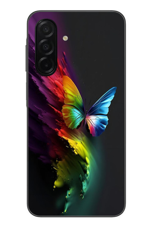 Samsung Galaxy A26 Uyumlu Gökkuşağı Kelebeği Baskılı Silikon Kılıf