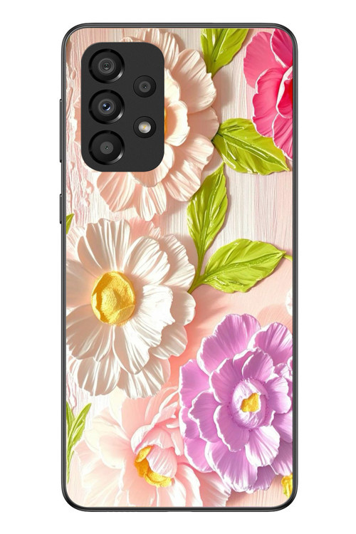 Samsung Galaxy A33 Uyumlu Beyaz Papatyalar Baskılı Silikon Kılıf