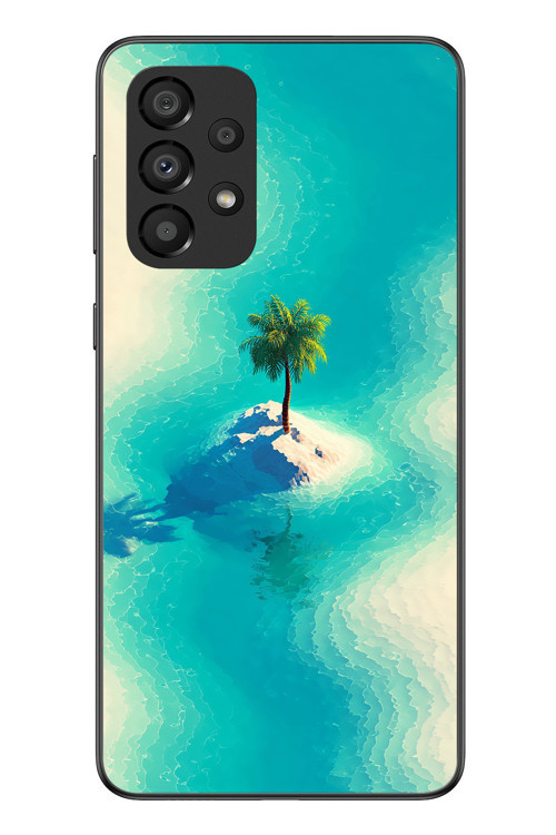 Samsung Galaxy A33 Uyumlu Adada Palmiye Baskılı Silikon Kılıf