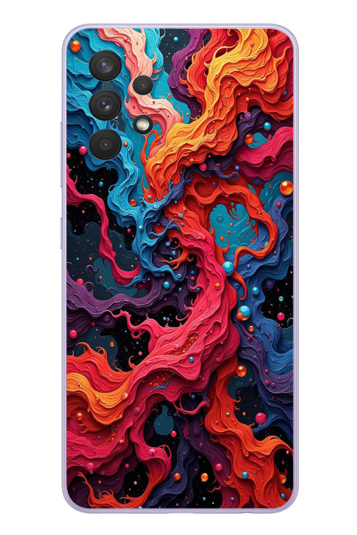 Samsung Galaxy A32 Uyumlu Dalgaların İz Karışımı Baskılı Silikon Kılıf