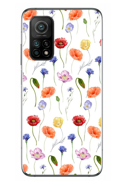 Xiaomi Mi 10 T Uyumlu Sade Tek Çiçekler Baskılı Silikon Kılıf