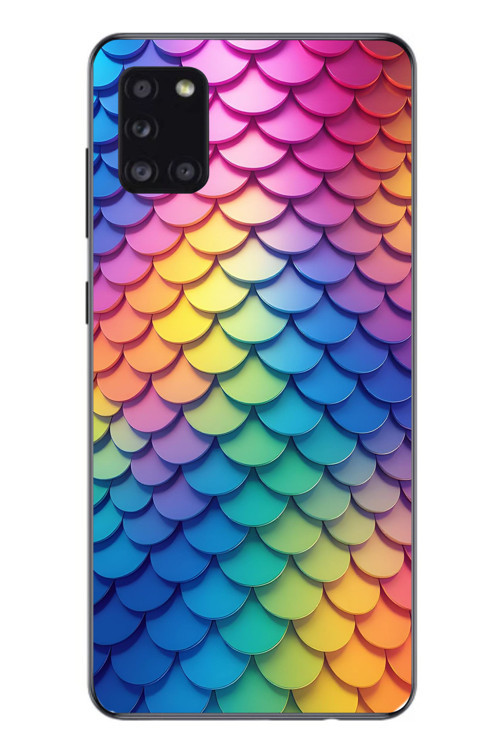Samsung Galaxy A31 Uyumlu Gökkuşağı Renkleri Baskılı Silikon Kılıf