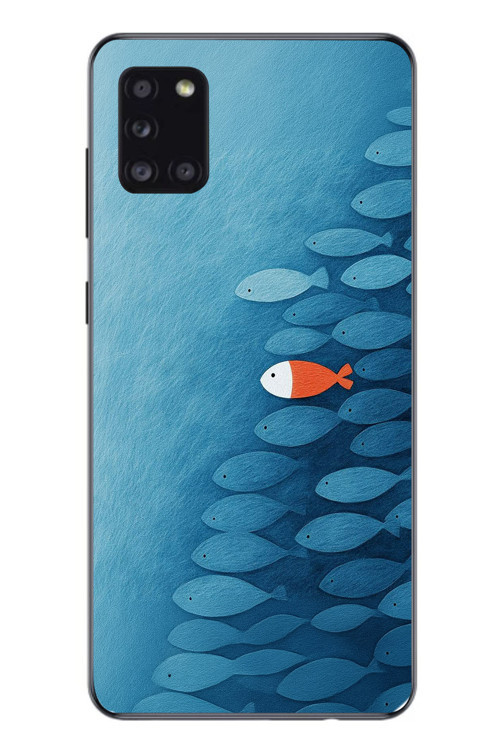 Samsung Galaxy A31 Uyumlu Balıklar Yüzüyor Baskılı Silikon Kılıf