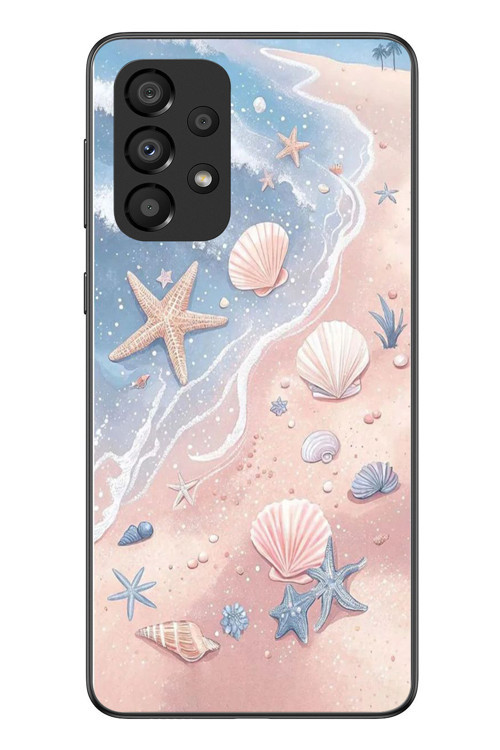 Samsung Galaxy A33 Uyumlu Deniz Yıldızı Kumsalı Baskılı Silikon Kılıf