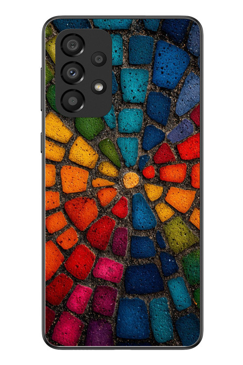 Samsung Galaxy A33 Uyumlu Gökkuşağı Renkli Kaldırım Baskılı Silikon Kılıf