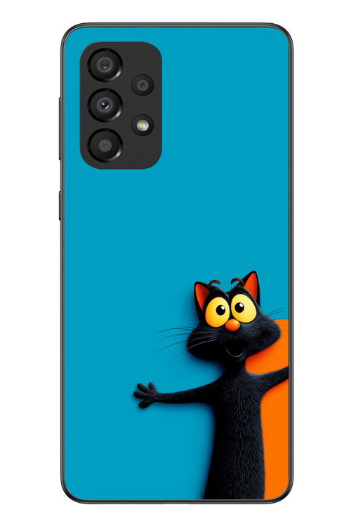 Samsung Galaxy A33 Uyumlu Kedi Uyarısı Baskılı Silikon Kılıf