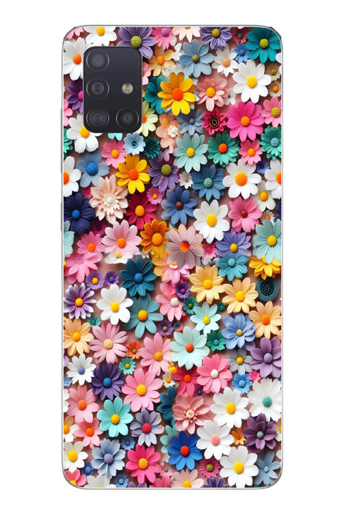 Samsung Galaxy A51 Uyumlu Pastel Çiçekler Baskılı Silikon Kılıf