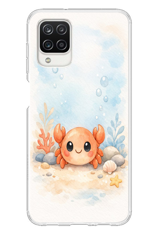 Samsung Galaxy A12 Uyumlu Sevimli Yengeç Baskılı Silikon Kılıf