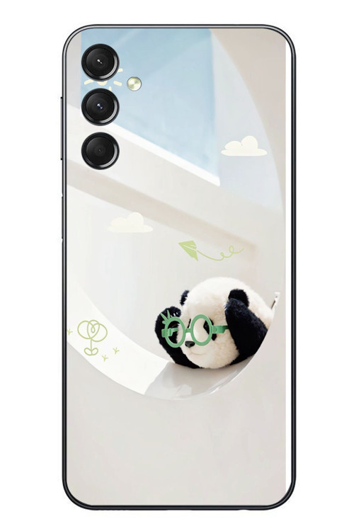 Samsung Galaxy A24 Uyumlu Gözlüklü Panda Baskılı Silikon Kılıf