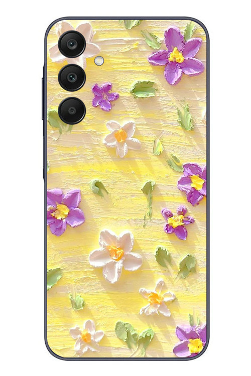 Samsung Galaxy A25 Uyumlu Mor Papatyalar Baskılı Silikon Kılıf
